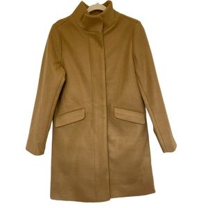 NWOT Chino Camel Faux Wool
Funnel Neck Long Coat w Placket